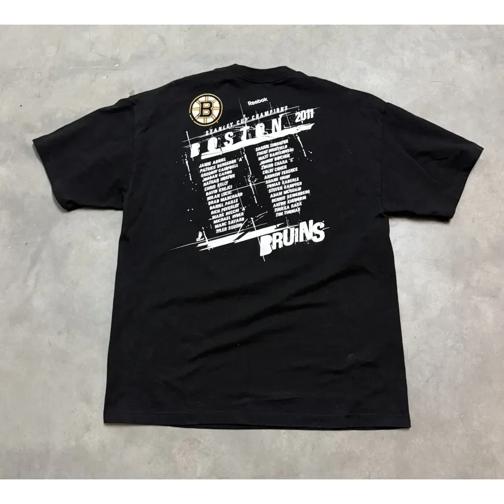 Reebok NHL Boston‎ Bruins 2011 Stanley Cup Champions Black T-Shirt Men’s Size XL